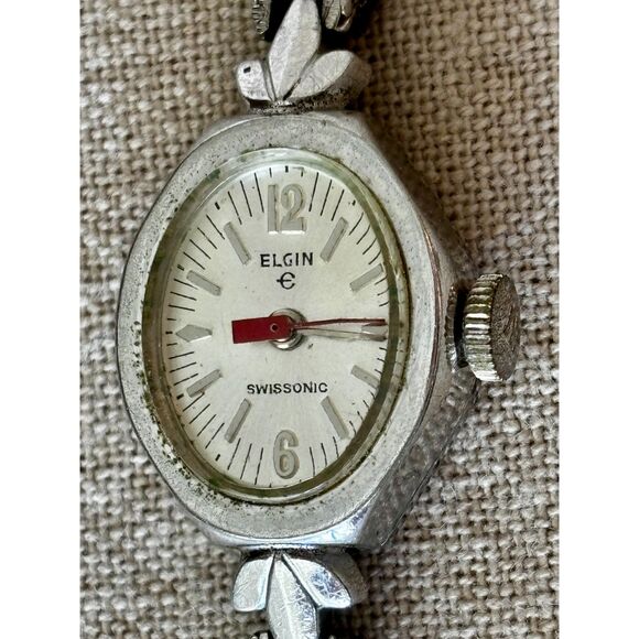 Vintage Elgin Swissonic quartz women's silver watch with RGP band, 1970s - Picture 1 of 6
